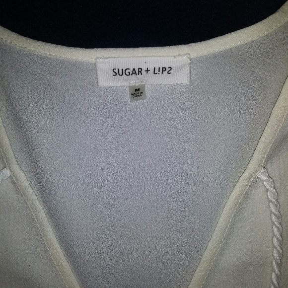 Sugar + Lips White Boho Peasant Top w/ Ruffles - Picture 2 of 10